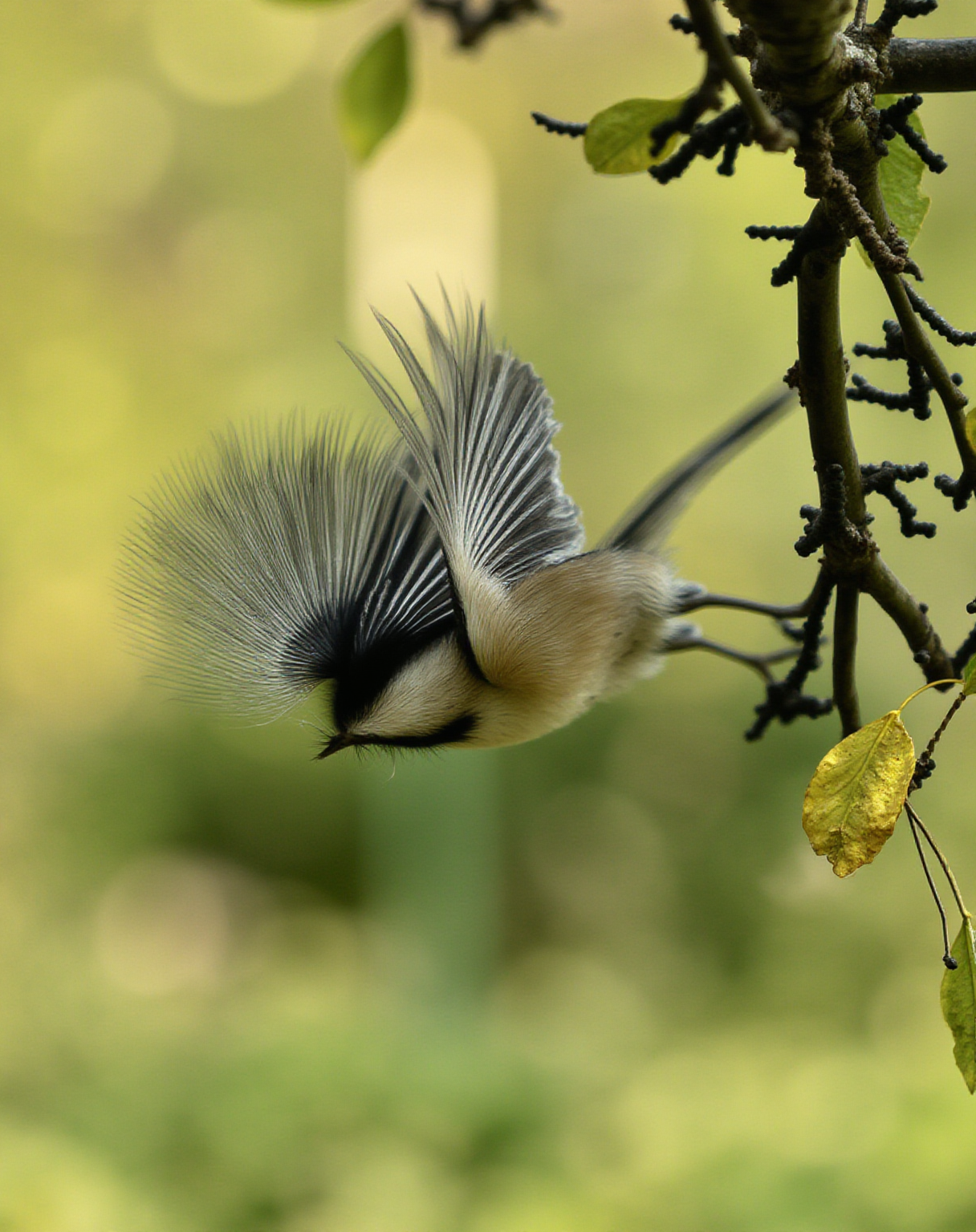yellow-rumped-warbler-tail-fanned-on-branch Yellow-Rumped Warbler — Tail Fanned On Branch - Image 1